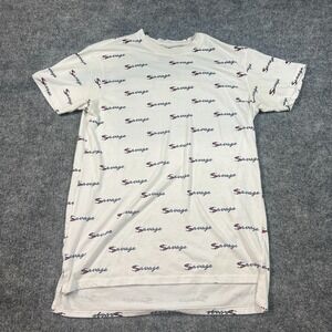 Bleecker And Mercer T Shirt Mens Small White Savage Allover Print High Low Hem